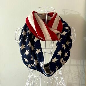 American Flag Infinity Scarf - Red, cream, Navy Stars & Stripes